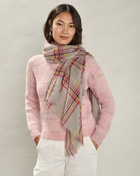 Écharpe 100% Laine Tartan grise