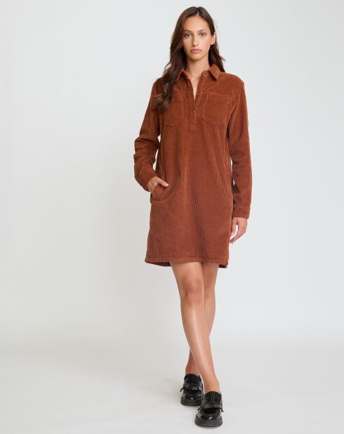 Ness jurk van mokka corduroy