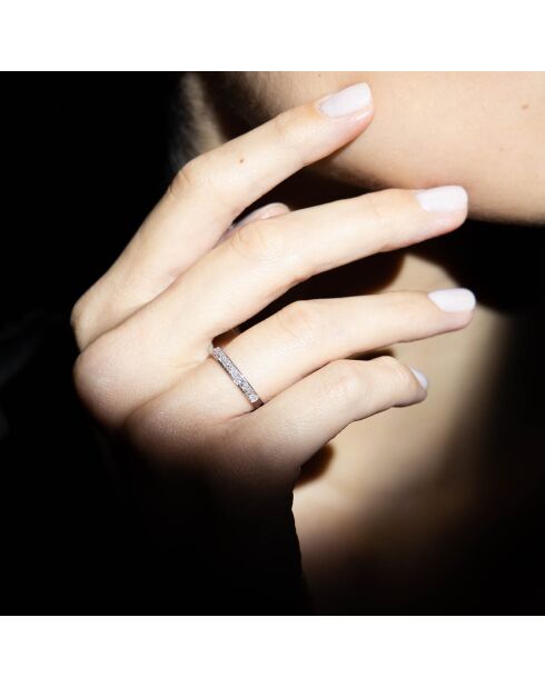 Bague Alliance Granité Diamants 0.2 ct or blanc