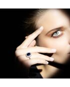 Bague Soleil Bleu Saphir 3.5 ct & Topaze blanche 1.33 ct or blanc