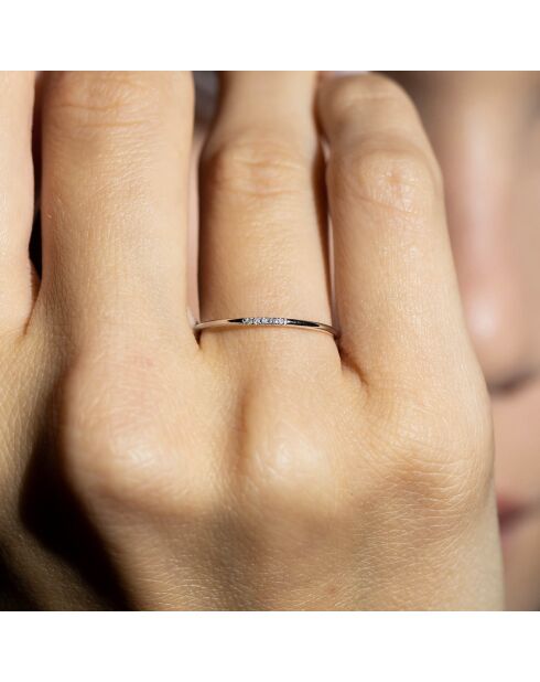 Bague Alliance Humilité Diamants 0.02 ct or blanc