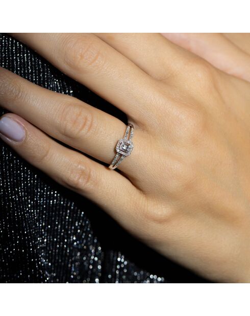 Bague Brillants Baguettes Diamant 0.15 ct or blanc