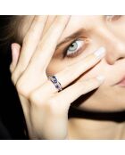 Bague Trio de Saphirs Diamants 0.095 ct Saphirs 0.56 ct or blanc