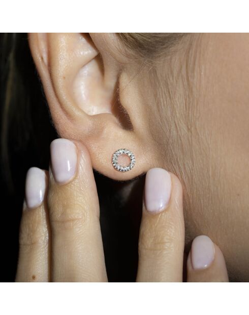 Boucles d'oreilles Simplicité diamants 0.1 ct or blanc