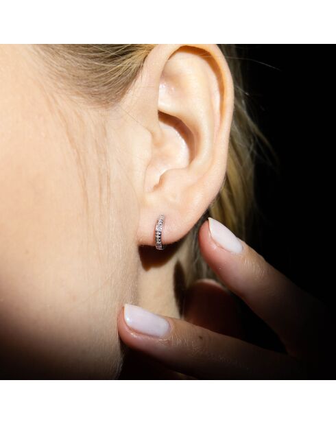 Boucles d'oreilles Anneau pm diamants 0,06 ct or blanc