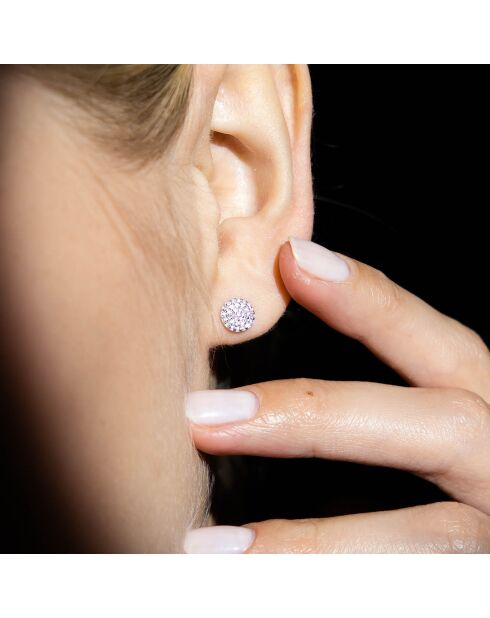 Boucles d'oreilles ronds scintillants Diamants 0.17 ct or blanc