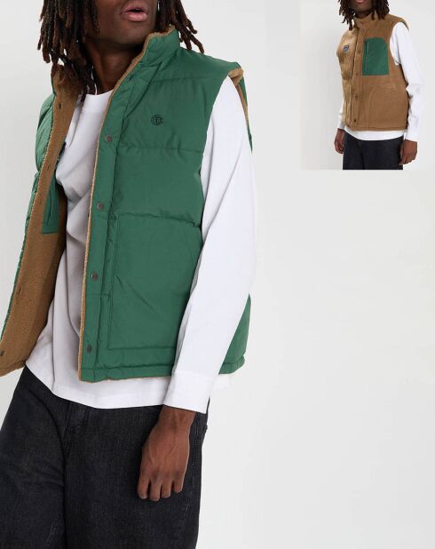 Veste sans manches réversible Sherpa Trekka vert/beige