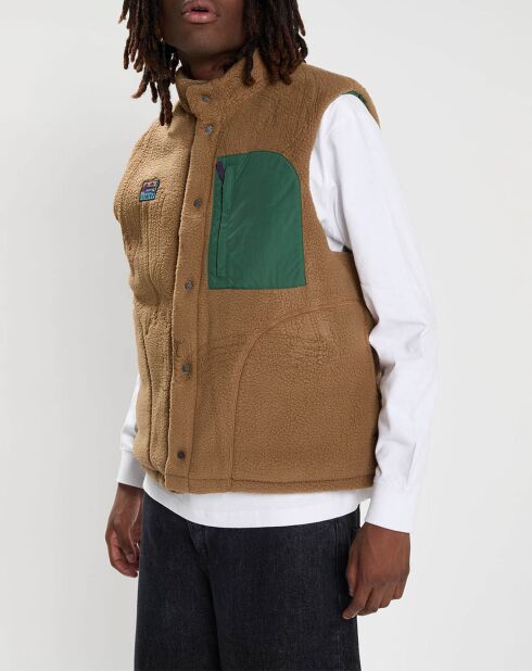 Veste sans manches réversible Sherpa Trekka vert/beige