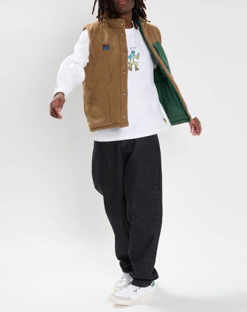 Veste sans manches réversible Sherpa Trekka vert/beige