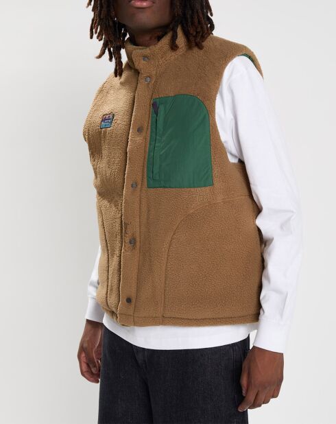 Veste sans manches réversible Sherpa Trekka vert/beige