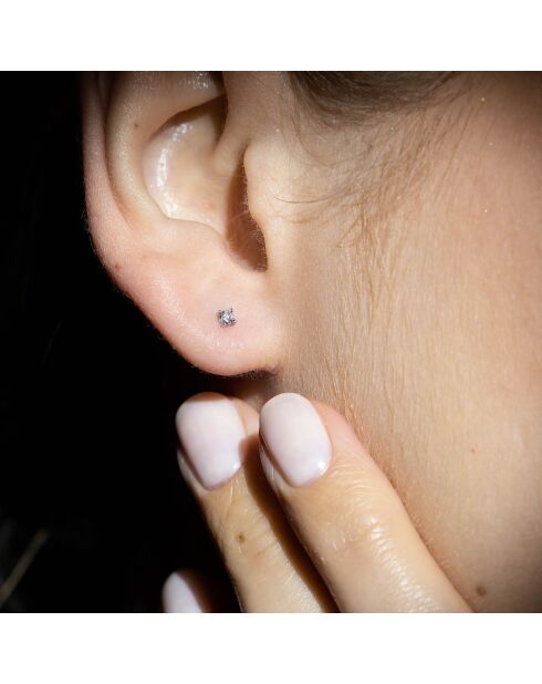 Orecchini con diamante singolo in oro bianco 0,06 ct