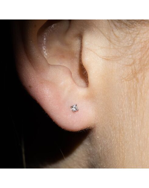 Boucles d'oreilles Single diamond Diamants 0.06 ct or blanc