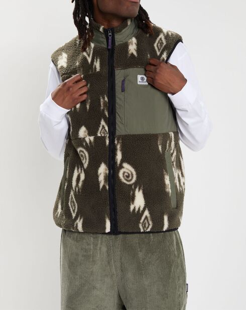 Veste Sherpa sans manches Lake kaki/écru