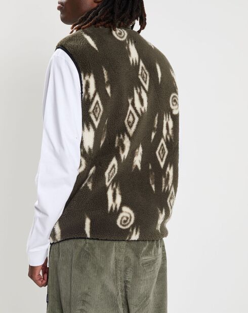 Veste Sherpa sans manches Lake kaki/écru
