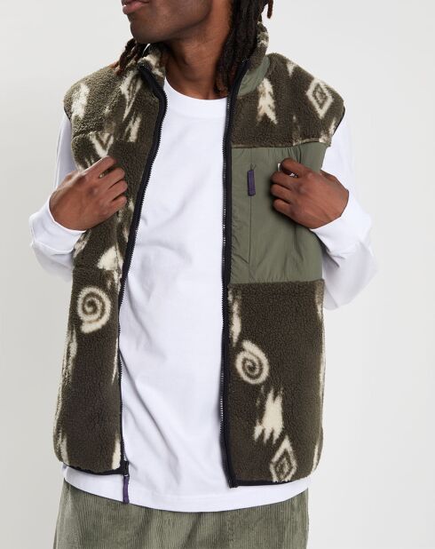 Veste Sherpa sans manches Lake kaki/écru