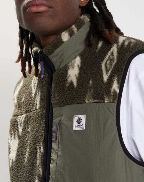 Veste Sherpa sans manches Lake kaki/écru