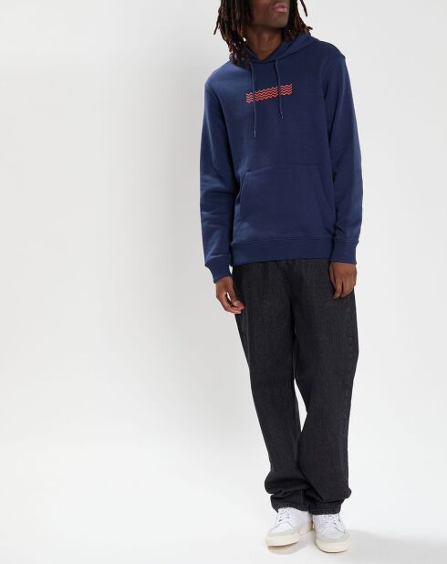 Sweat à capuche Wave bleu marine
