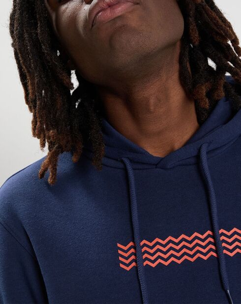 Sweat à capuche Wave bleu marine