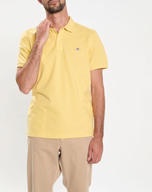 Polo Regular Fit uni piqué jaune clair