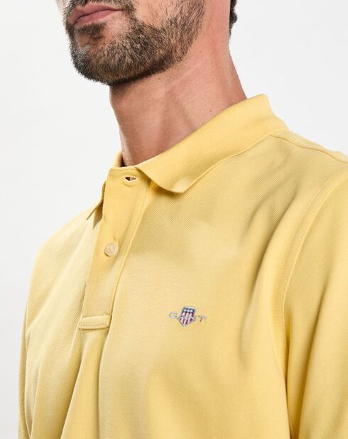 Polo Regular Fit uni piqué jaune clair