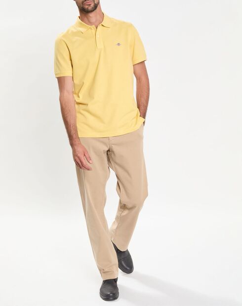Polo Regular Fit uni piqué jaune clair