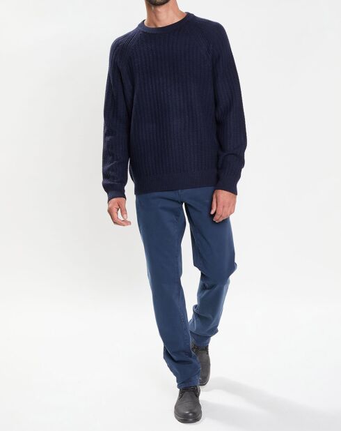 Pantalon Slim Fit 5 poches Wash bleu