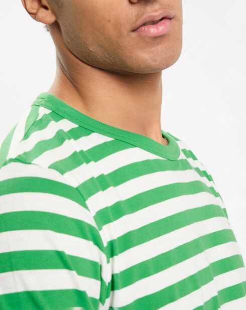 T-Shirt Regular Fit Marinière vert/blanc