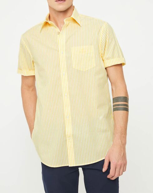 Kleur: geel gestreept recht shirt