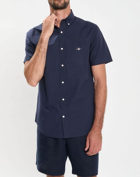 Chemise Regular Fit Popeline à pois bleu foncé