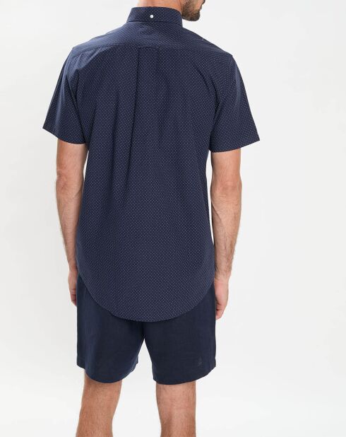 Chemise Regular Fit Popeline à pois bleu foncé