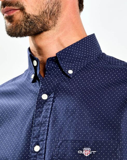 Chemise Regular Fit Popeline à pois bleu foncé