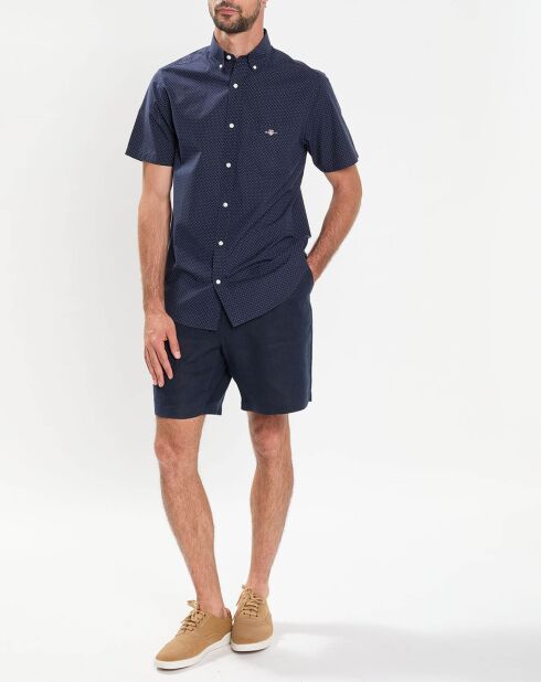 Chemise Regular Fit Popeline à pois bleu foncé