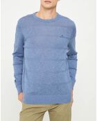 Pull fin en Lin mélangé Slub bleu