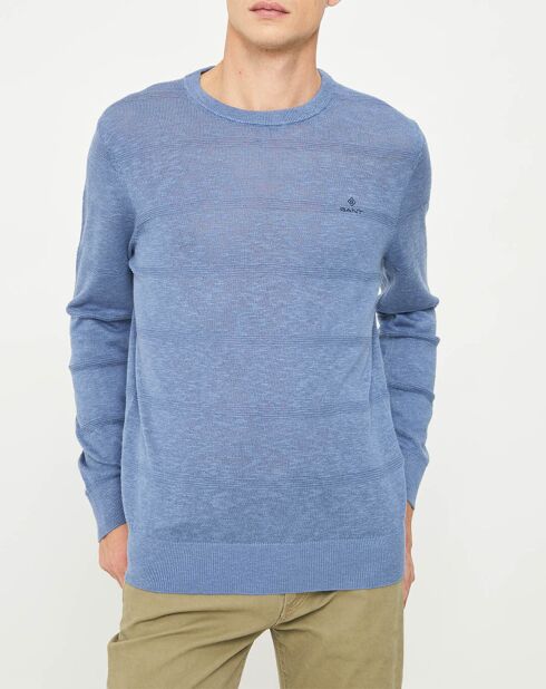 Pull fin en Lin mélangé Slub bleu