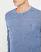 Pull fin en Lin mélangé Slub bleu
