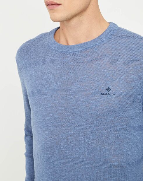 Pull fin en Lin mélangé Slub bleu