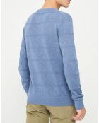 Pull fin en Lin mélangé Slub bleu