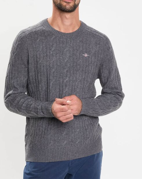 Pull en Laine mélangée Cable gris