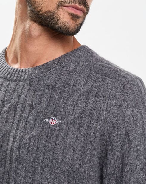 Pull en Laine mélangée Cable gris