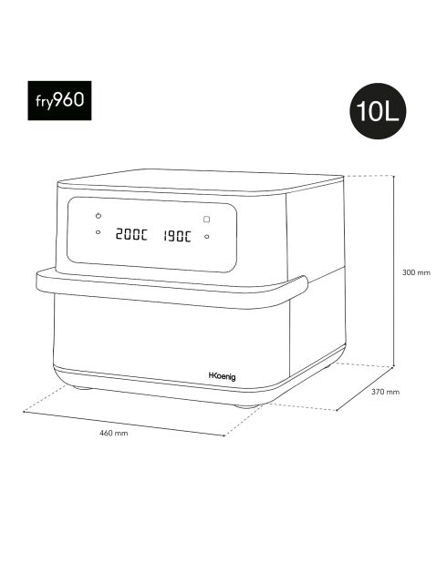 Freidora sin aceite con depósito grande 10L FRY960 negra