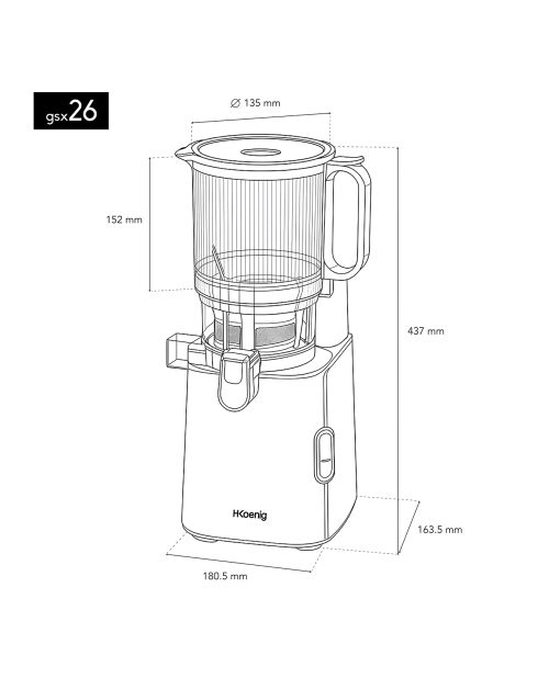 Extracteur à jus - grande ouverture GSX26 noir