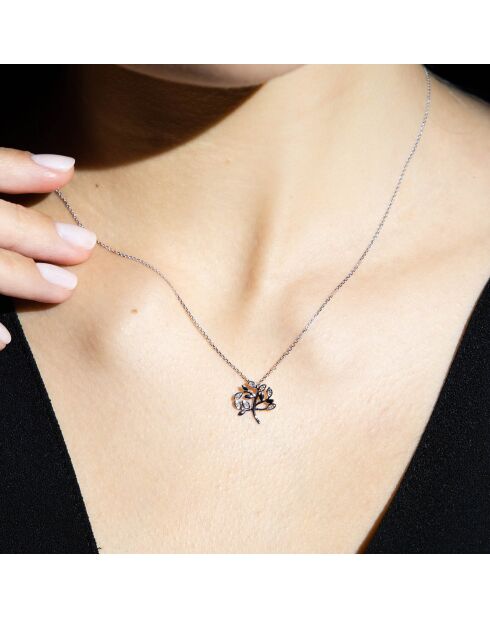 Ciondolo in oro bianco 0,03 ct con diamanti Arbol de la Vida