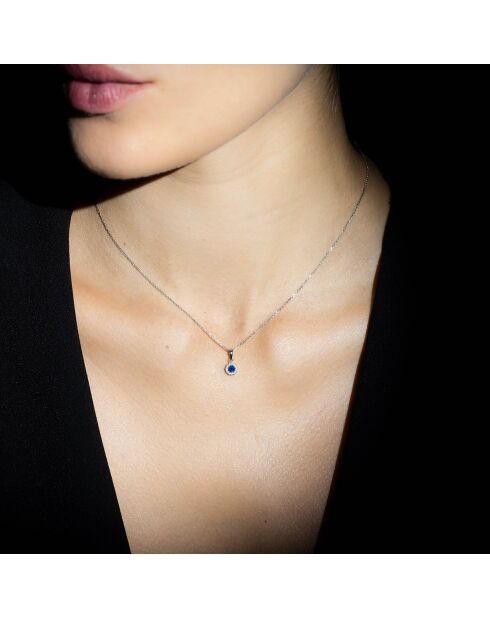 Pendentif Précieux Saphir Diamants 0.03 ct Saphir 0.16 ct or blanc