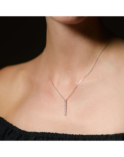 Pendentif Rangée de 9 Diamants 0.054 ct or blanc