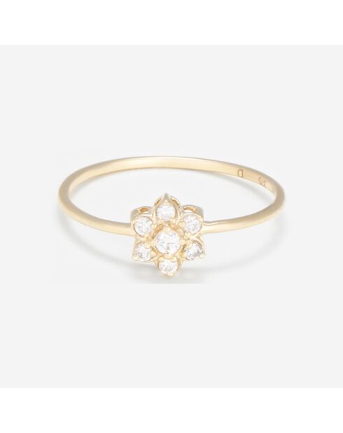 Bague Fleur de Diamants 0.12 ct or jaune