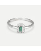 Bague Préciosa Diamants 0.08 ct & Emeraude 0.25 ct or blanc