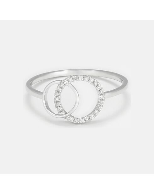 Bague Double Anneau Diamants 0.08 ct or blanc