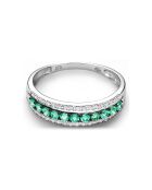 Bague Irma Diamants 0.08 ct & Emeraudes 0.21 ct or blanc