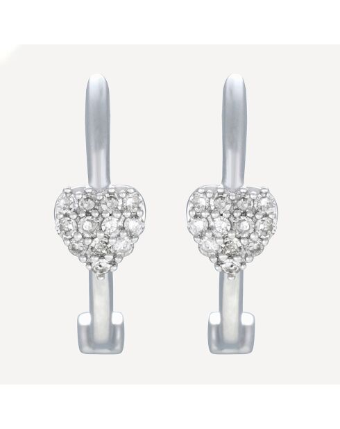 Boucles d'oreilles Coeur jumelle Diamants 0.07 ct or blanc