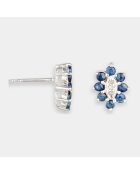 Boucles d'oreilles Fleur Enchantée Diamants 0.03 ct & Saphirs 0.96 ct or blanc